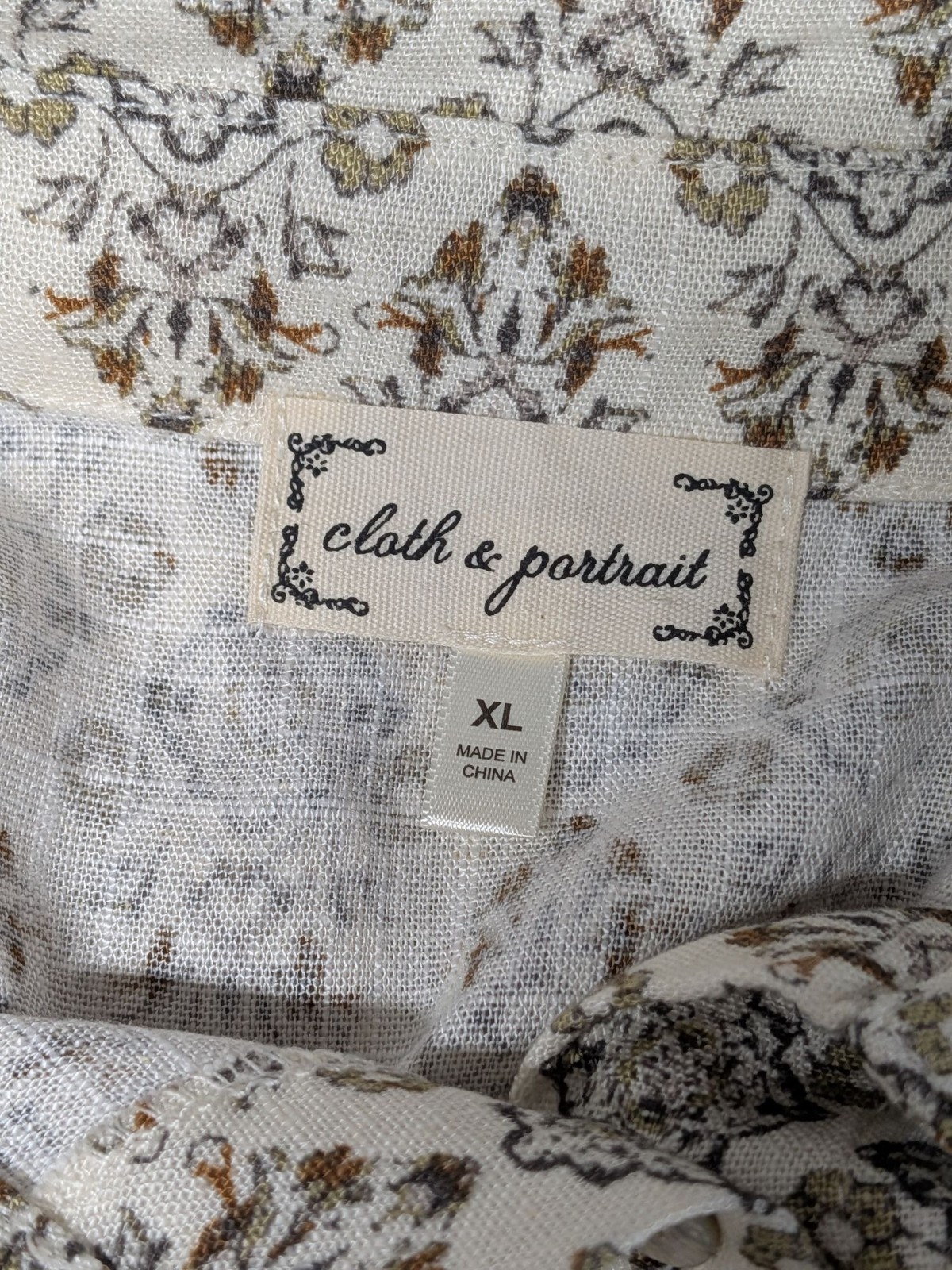Floral Midi Shirt Dress Button Front Roll Tab Sleeve Prairie Cottage Art XLarge