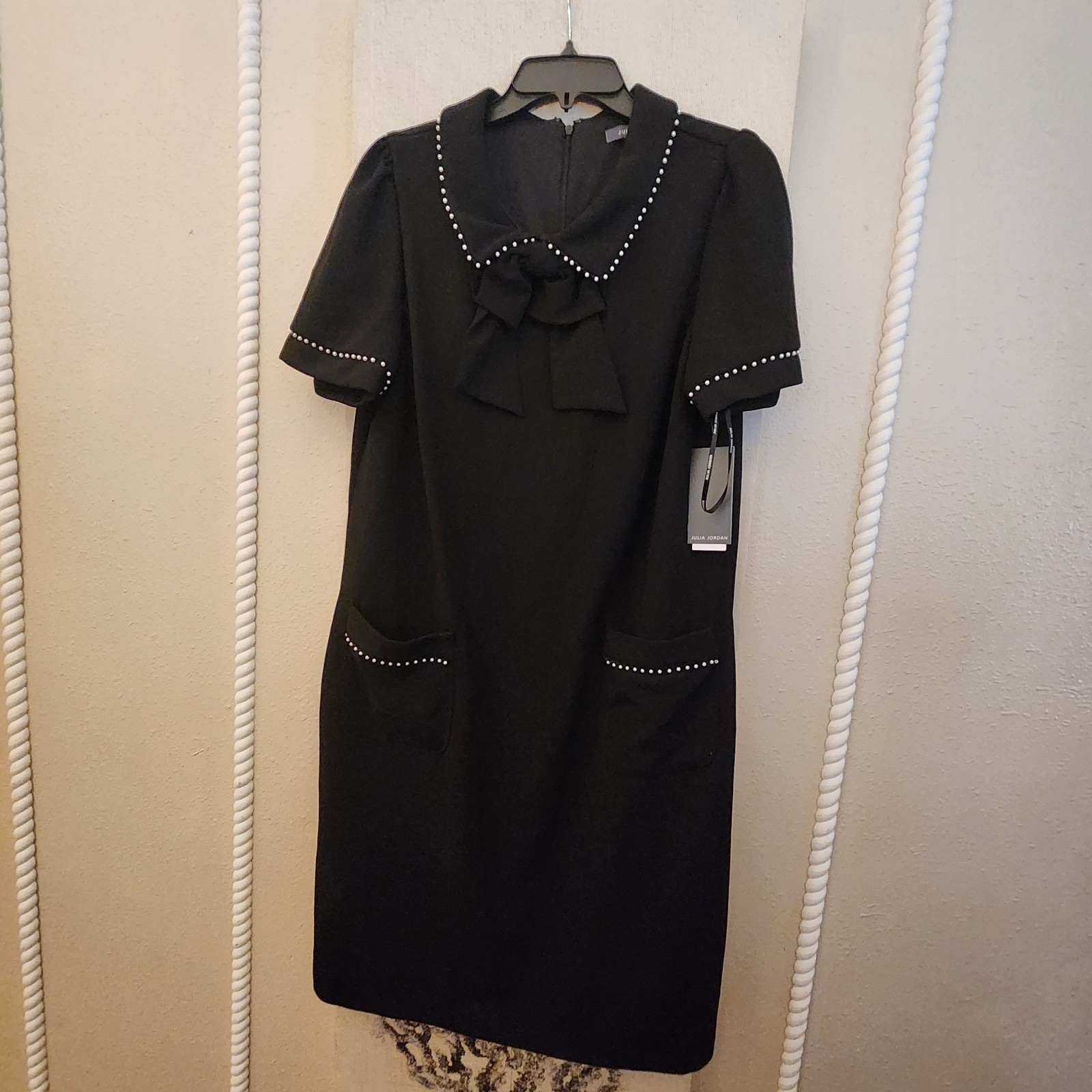 NEW Marshalls Julia Jordan Bow Beaded Sheath Women’s Dress BLACK Size 16