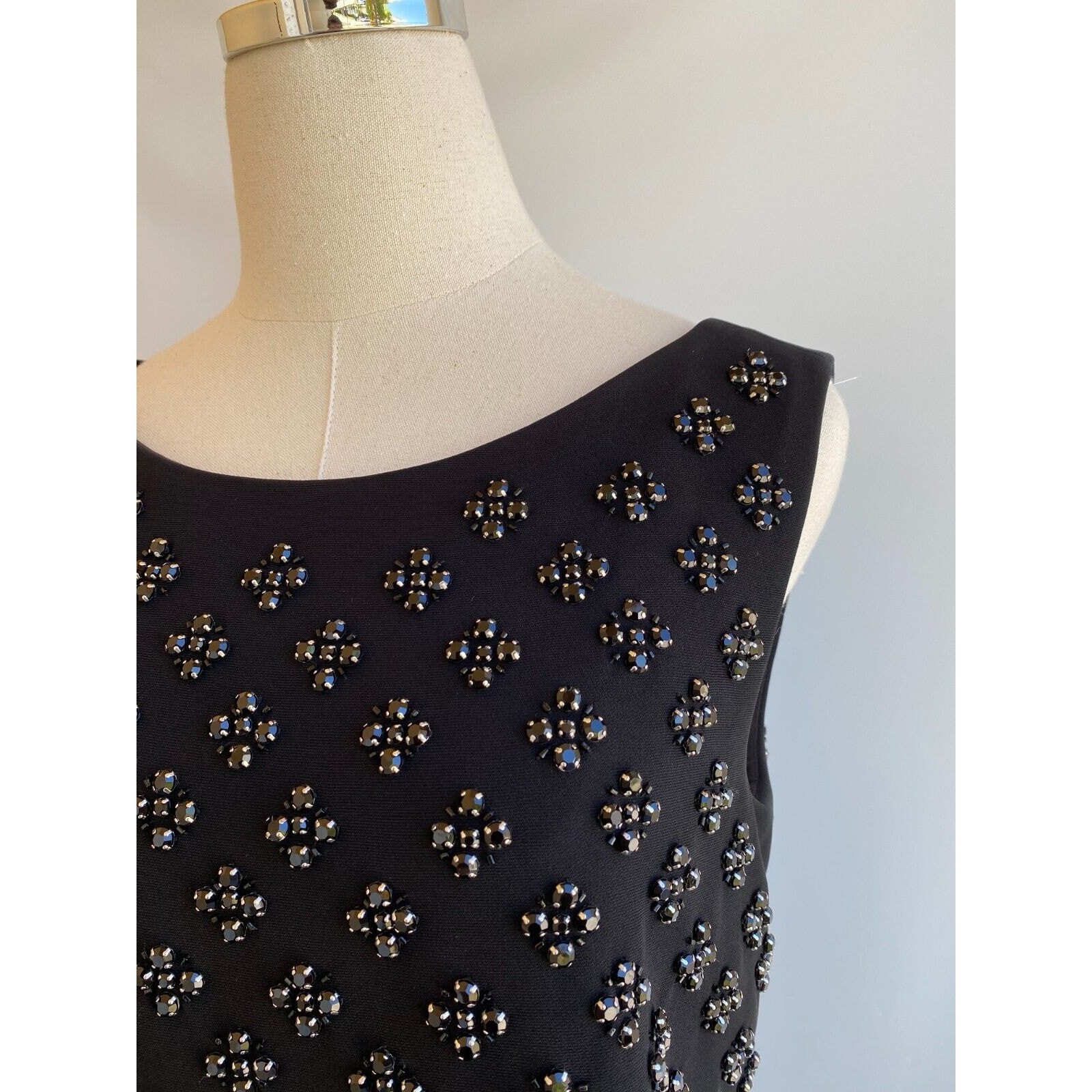 LAUNDRY by SHELLI SEGAL PLATINUM Studded Stretch Poly Long Formal Dress 6 NWT