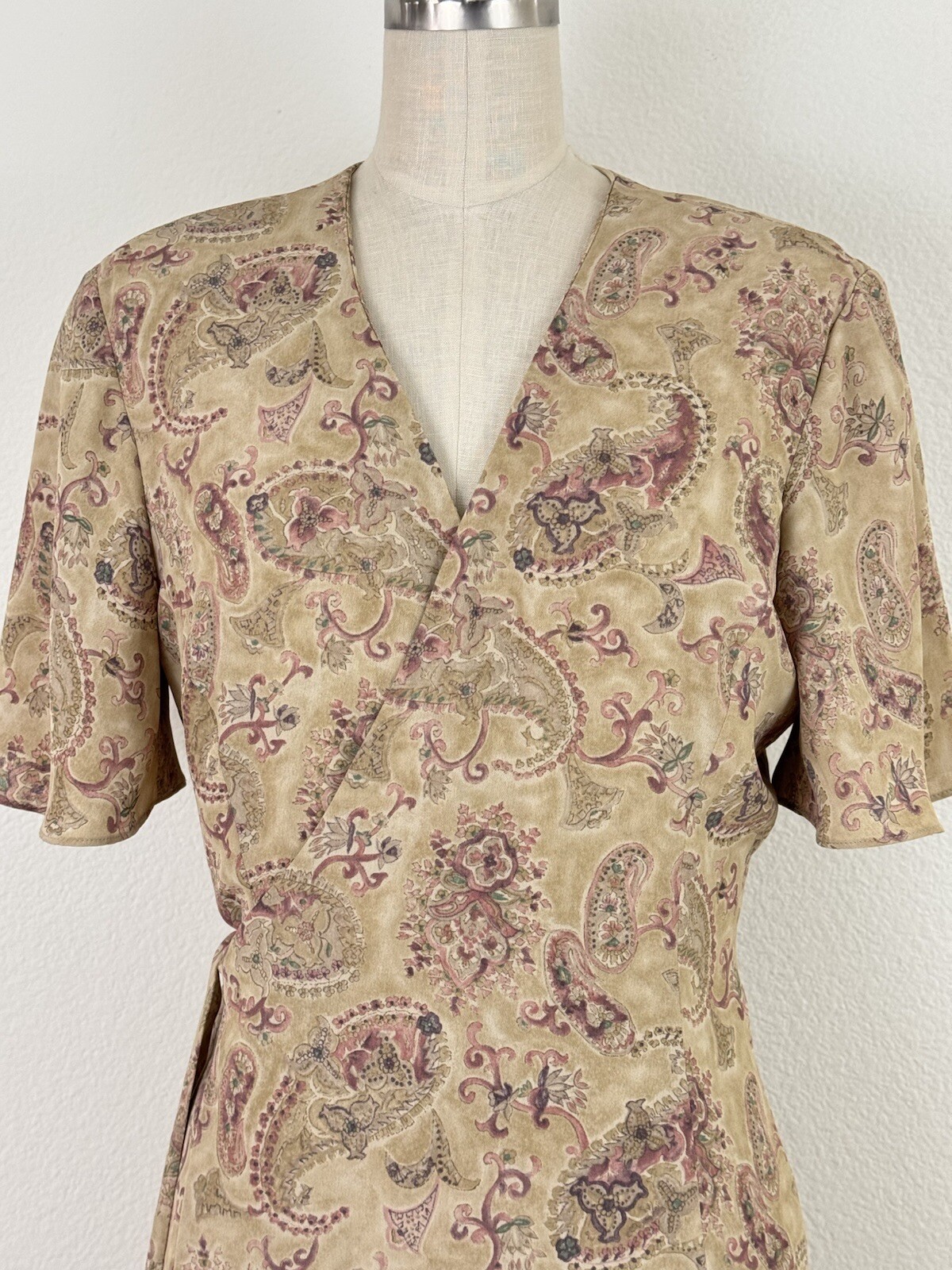 VTG Liz Claiborne Collection Wrap Dress Long Midi Floral Paisley Size 8 Romantic