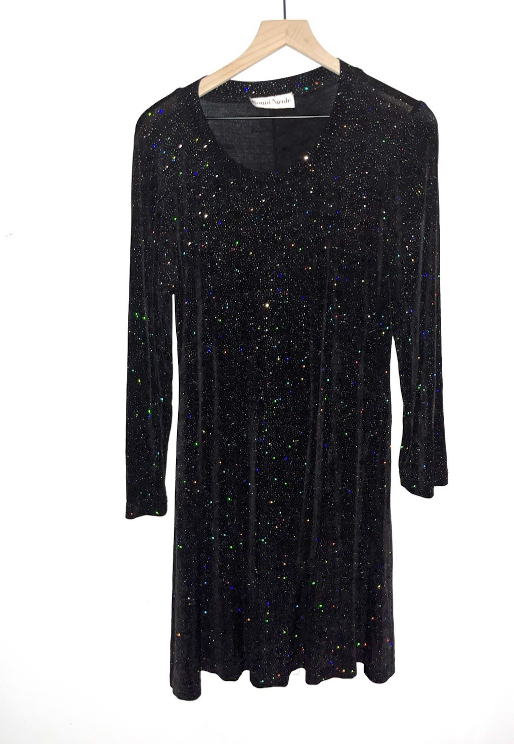 Ronni Nicole Women’s Black Glitter Dress Party Cocktail Evening Sparkle Glam