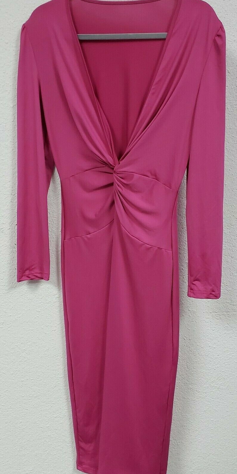 ECHOINE Women Sexy Formal Deep V Neck Maxi Ruched Bodycon Pencil Dress, Rose, L