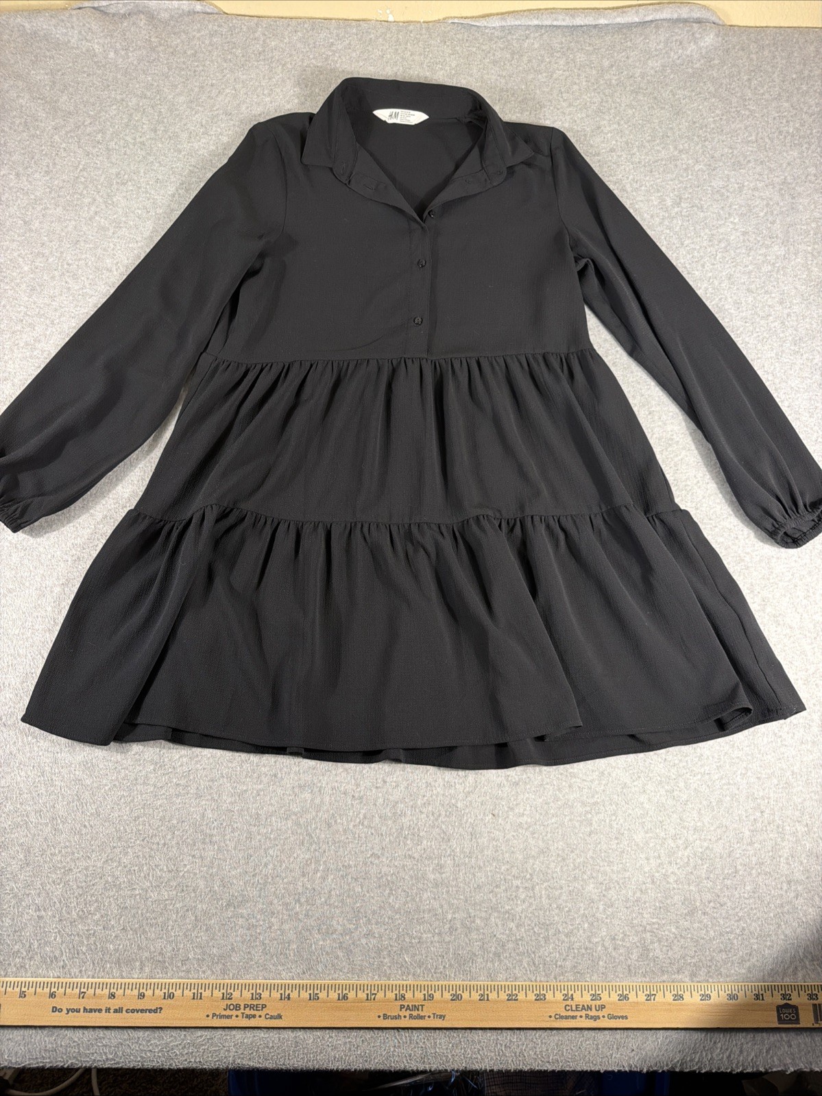 H&M Women’s Black Dress Size 18, Babydoll Dress, 3/4 Sleeve