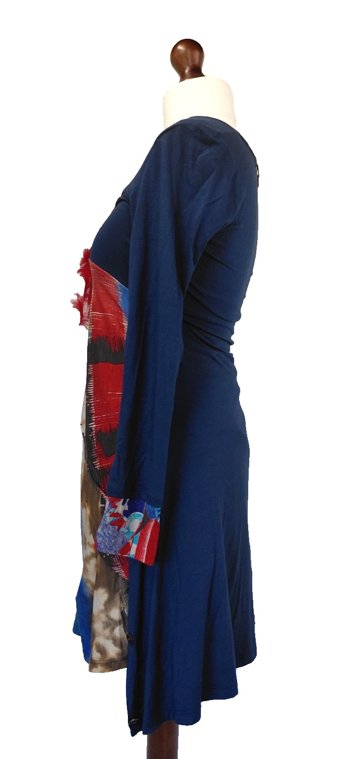 Save The Queen Dress Medium Colourful Abstract Slight Stretch Feather Detail
