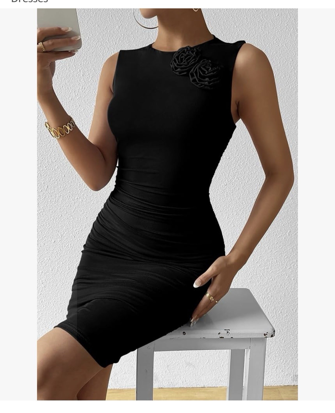 Gorgeous “Pretty Garden” Black, Curve-Hugging, Mid-Calf Dress, NWT, XL