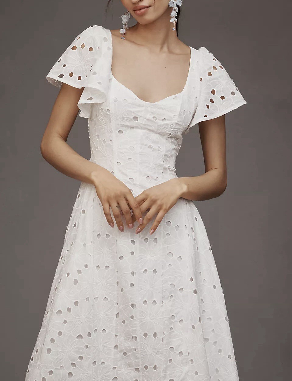 NWT Size XL – Extro&Vert Ada Flutter-Sleeve Broderie Midi Dress (NWT US$ 123)