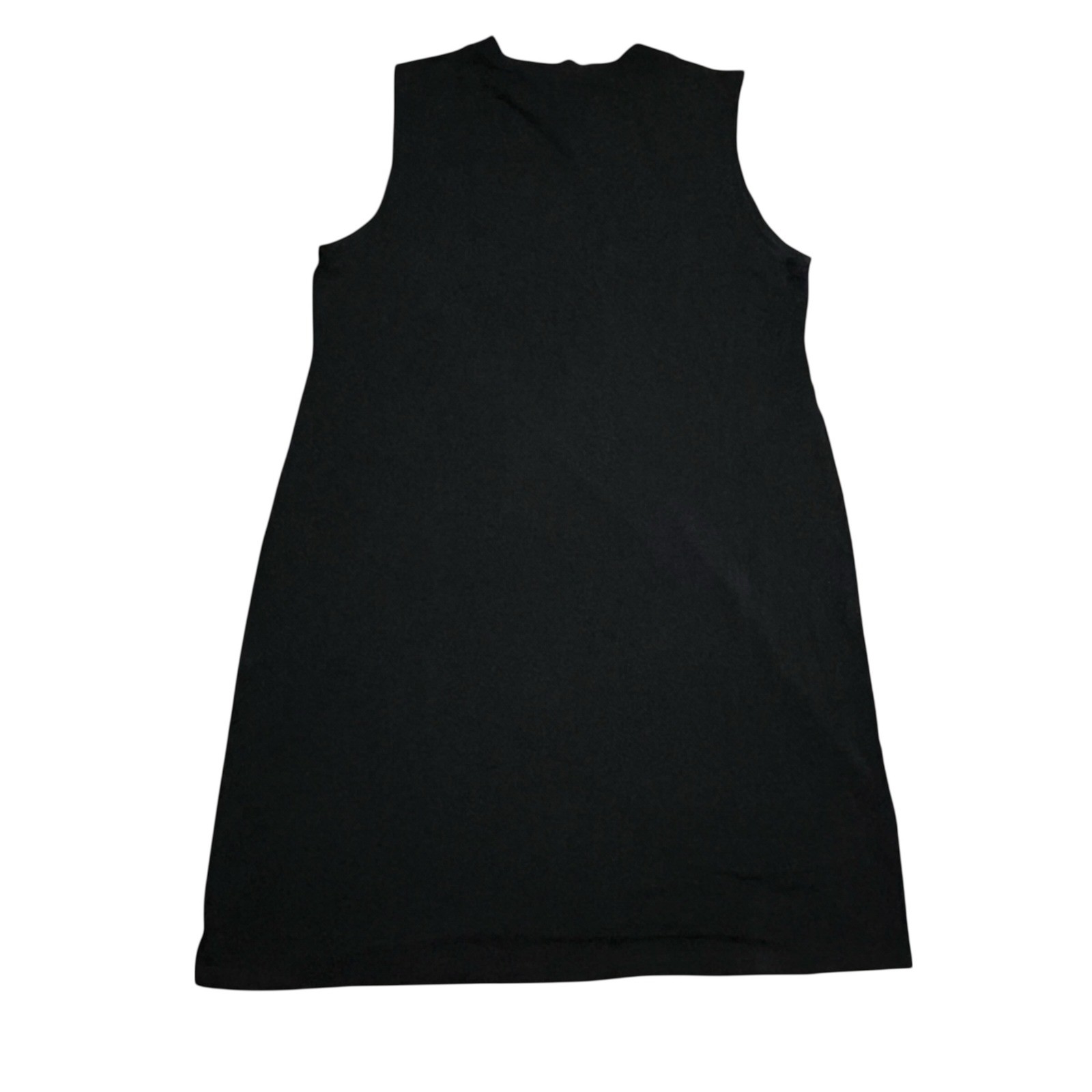 Eileen Fisher Black Tencel Lyocell Blend Sleeveless Shift Mini Dress Womens M