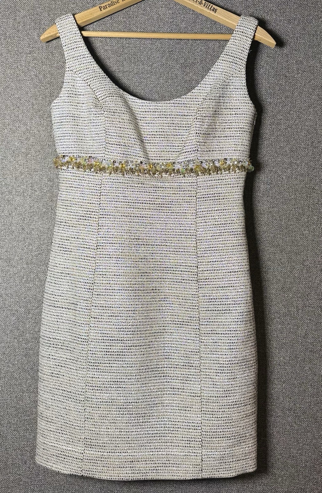 Trina Turk Sparkly Textured Sleeveless Empire Waist Lined Sheath Dress