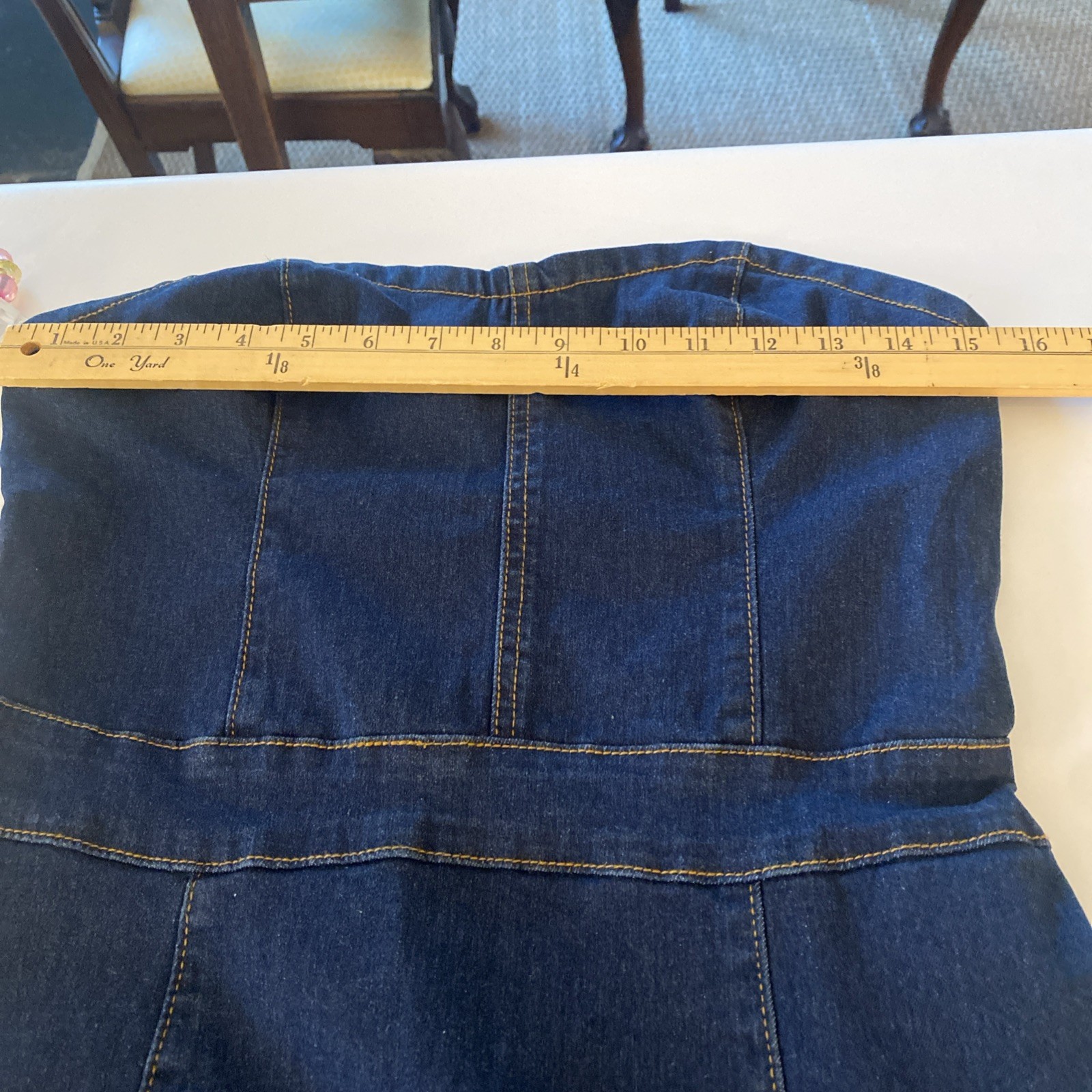 Denim Strapless Maxi Dress Western Nashville Texas L 8-10 SHEIN Fit&Flair