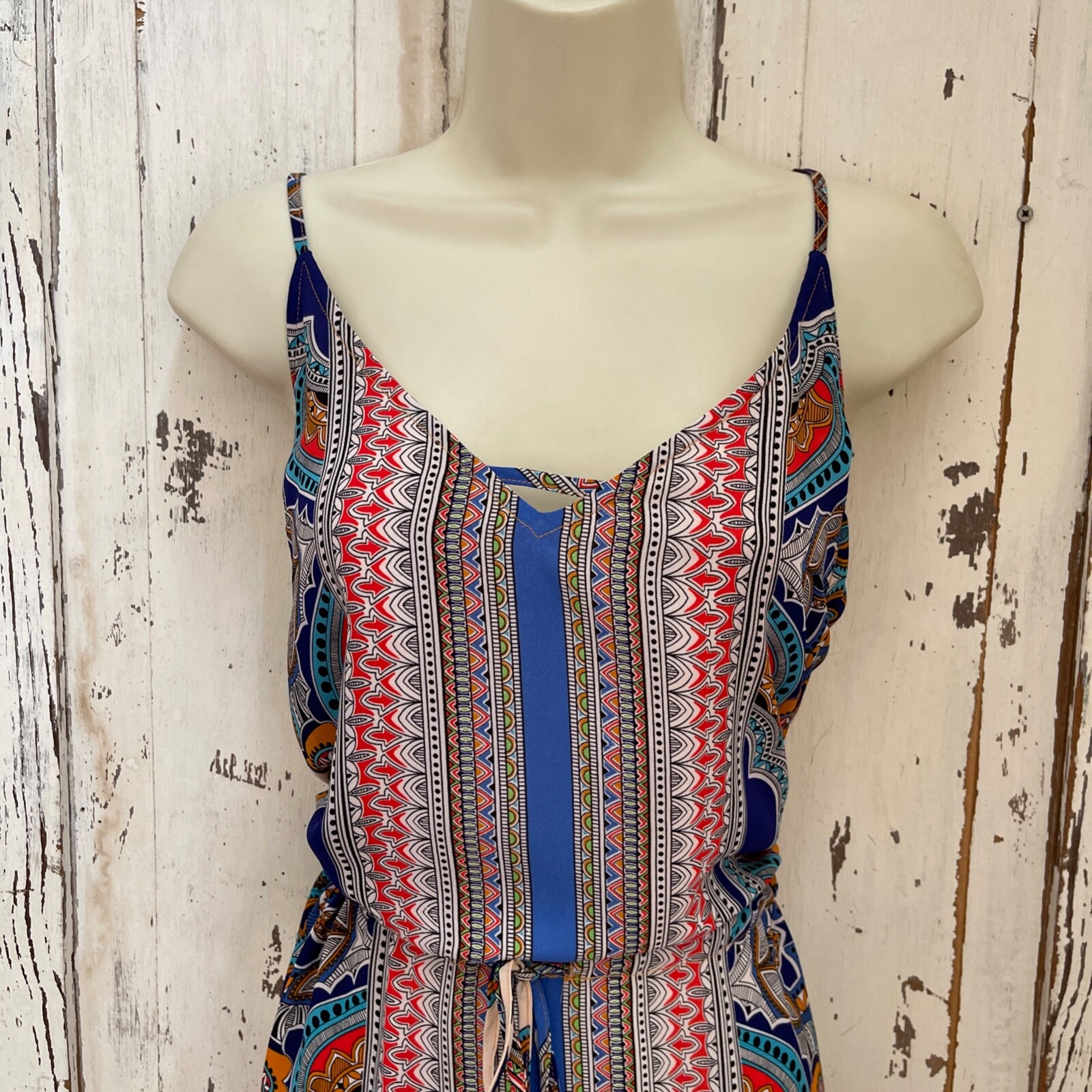 Lucy & Laurel Size 6 Woman’s Blue Orange Red Green White Paisley Sundress Dress