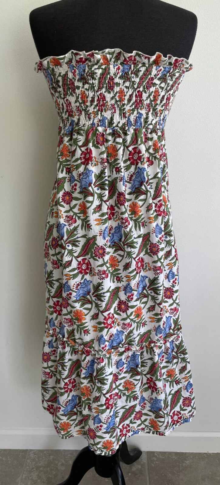 Fitzroy & Willa Women’s Strapless Smocked Tiered Floral Print Midi Dress Size XL