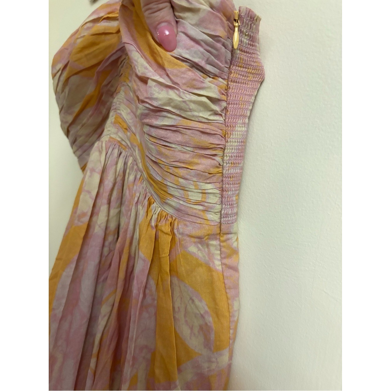 A.L.C. Rumi Cumin Lilac Floral Cotton Pleated Midi Dress Size 4 flowy luxury boh