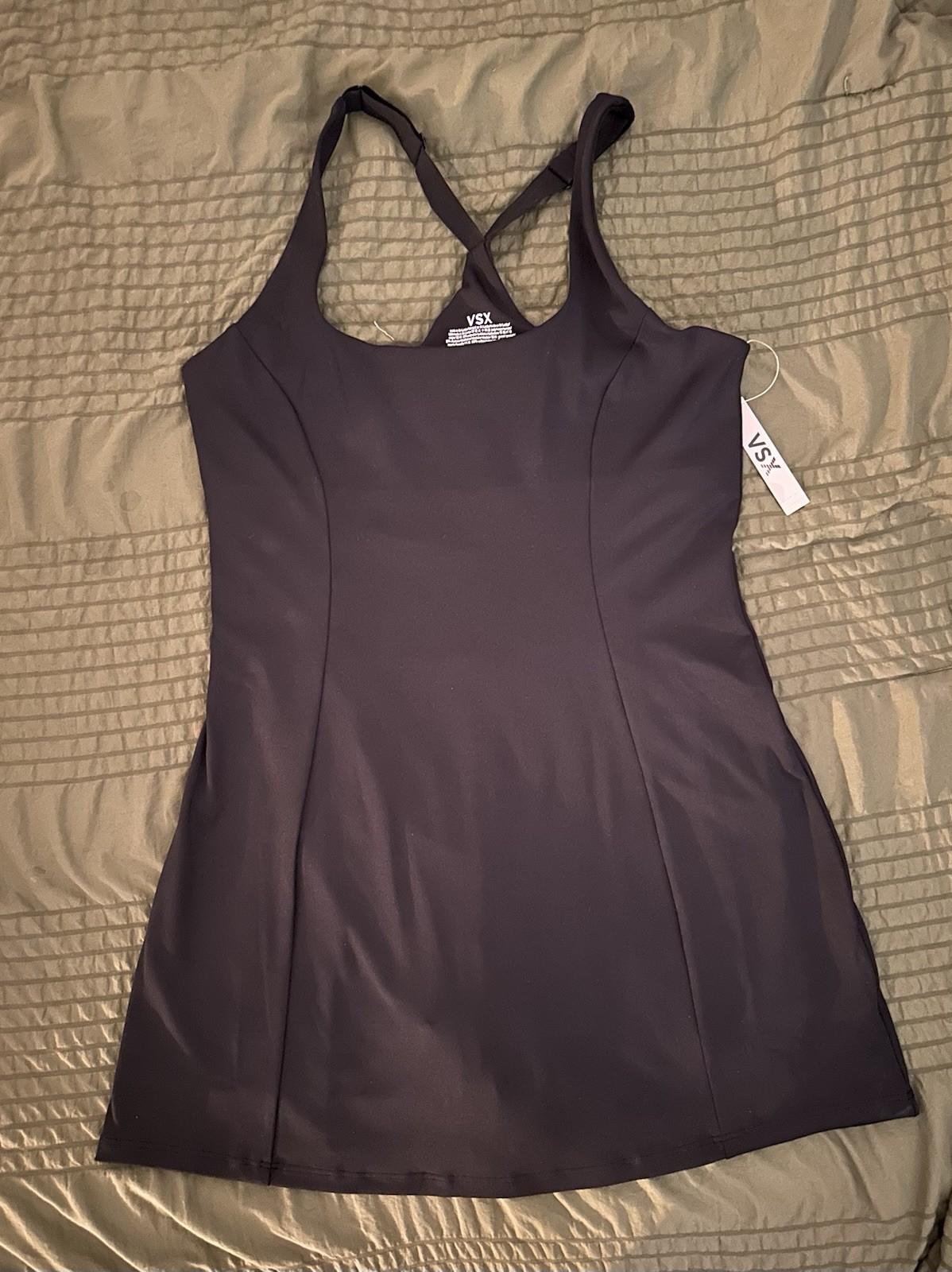 Victoria’s Secret XS Black VSX Essential Racerback Dress NWT Shortie Pockets