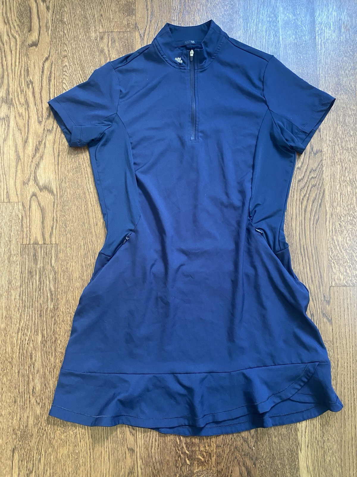 Adidas Frill Golf Dress Blue Pockets Womens Medium Recycled Materials Activewear
