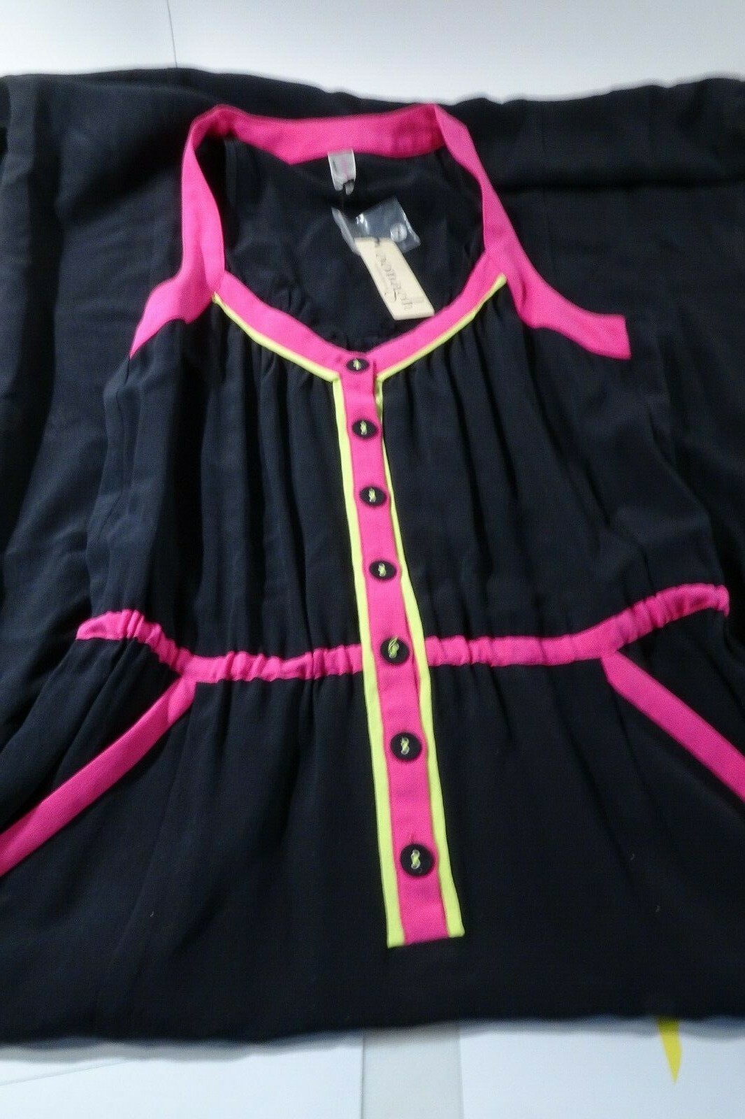 Oonagh by Nanette Lepore Hudson colourblock black neon pink Maxi Dress 0 IRRG