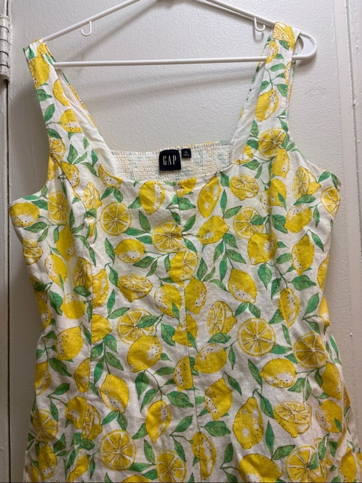 GAP XL White Yellow and Green Lemon Sleeveless Summer Dress
