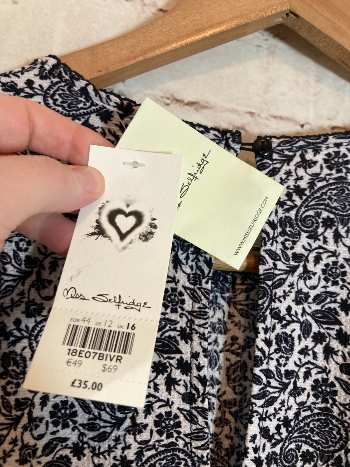 Miss Selfridge Dress Womens 12 Navy Blue Micro Florals Ruffle Cottage Tiered