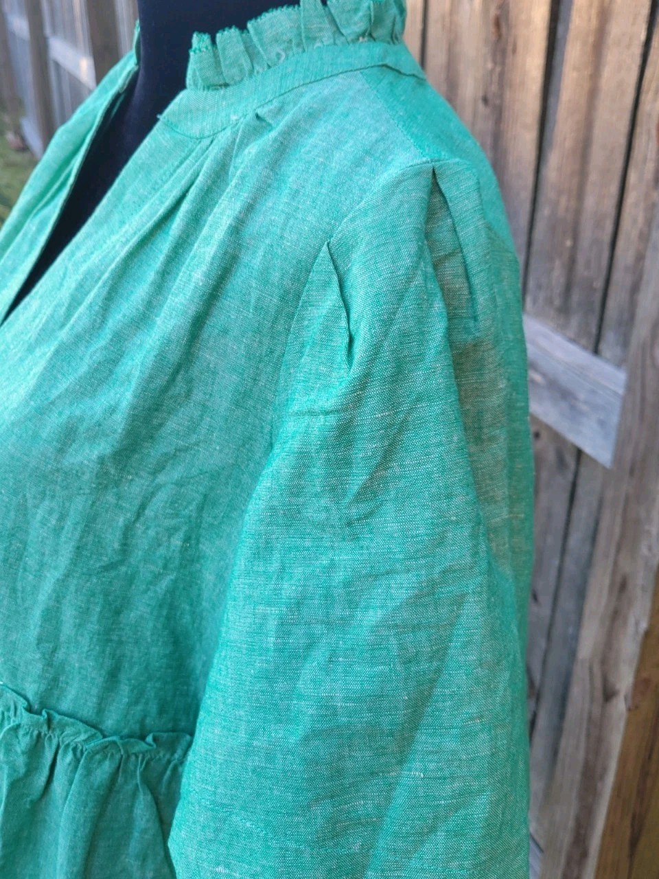 NEW Tuckernuck Crawford Mini Dress Tiered Sea Green Sz Med Linen Blend Coastal