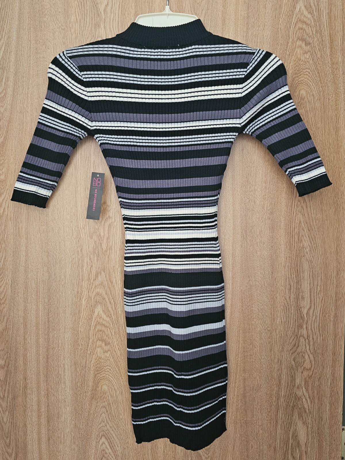 No Boundaries Half Sleeve Black/Grey & White Stripe Dress NWT Various Sizes