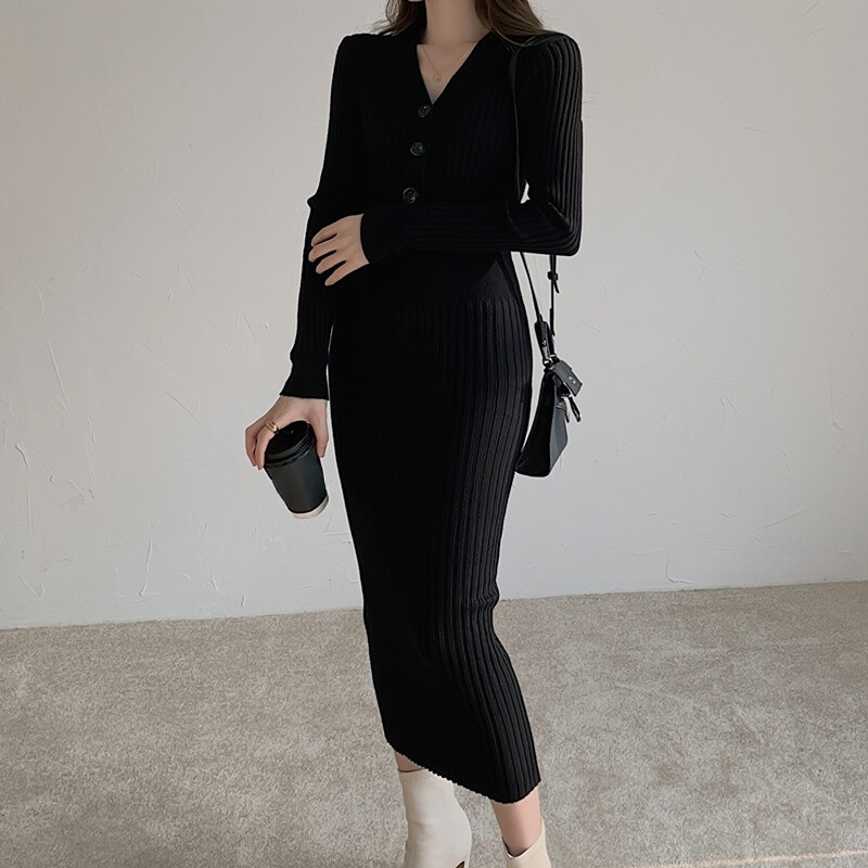 Ladies Knitted Pencil Dress Long Jumper Bodycon Dress Tunic Fit Party Stretchy