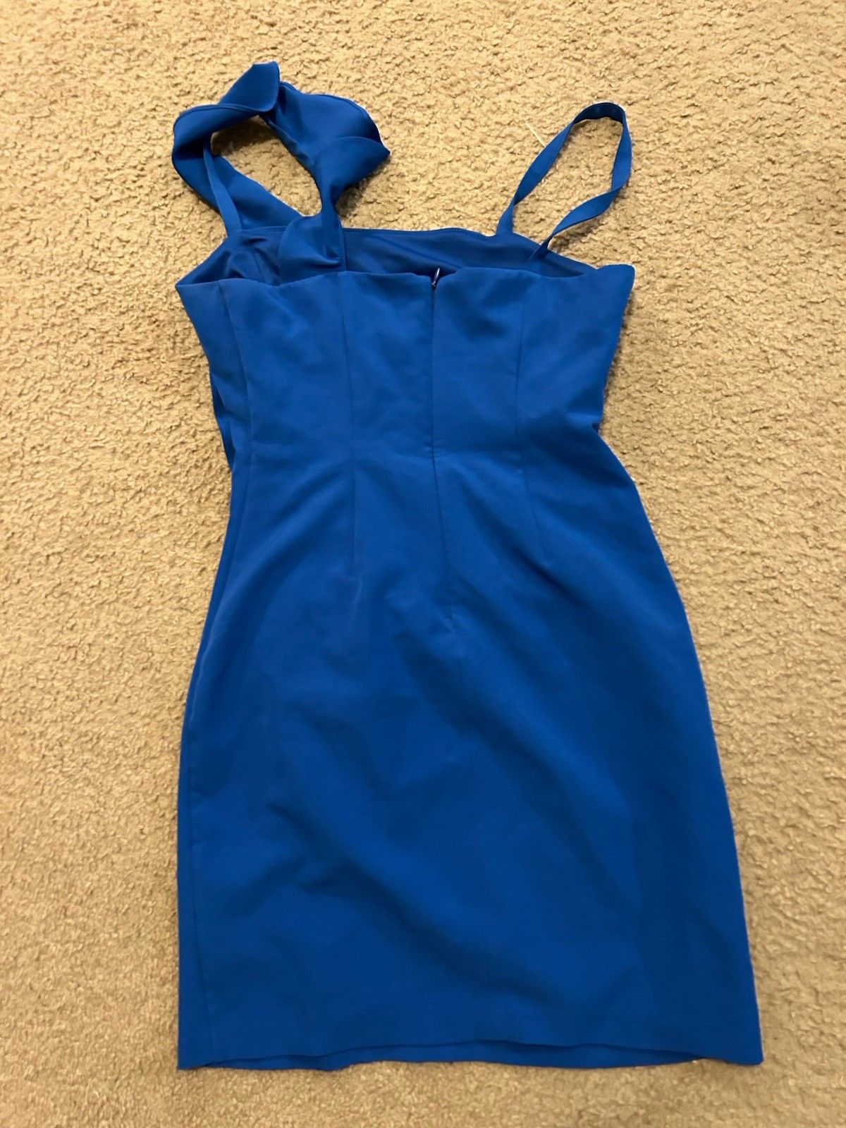 Guess Women’s Ruffle Ruched Square Neckline Mini Dress Bodycon Royal Blue 8