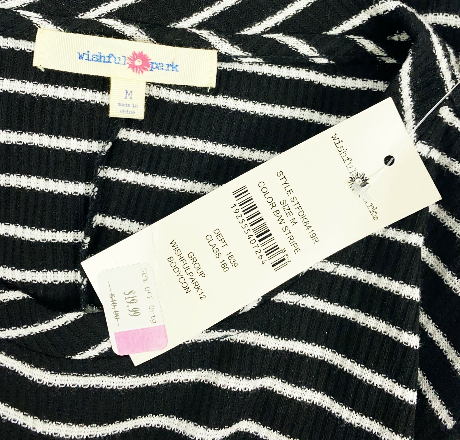 Junior Medium Wishful Park Sweater Knit Bodycon Dress Stripe Lightweight