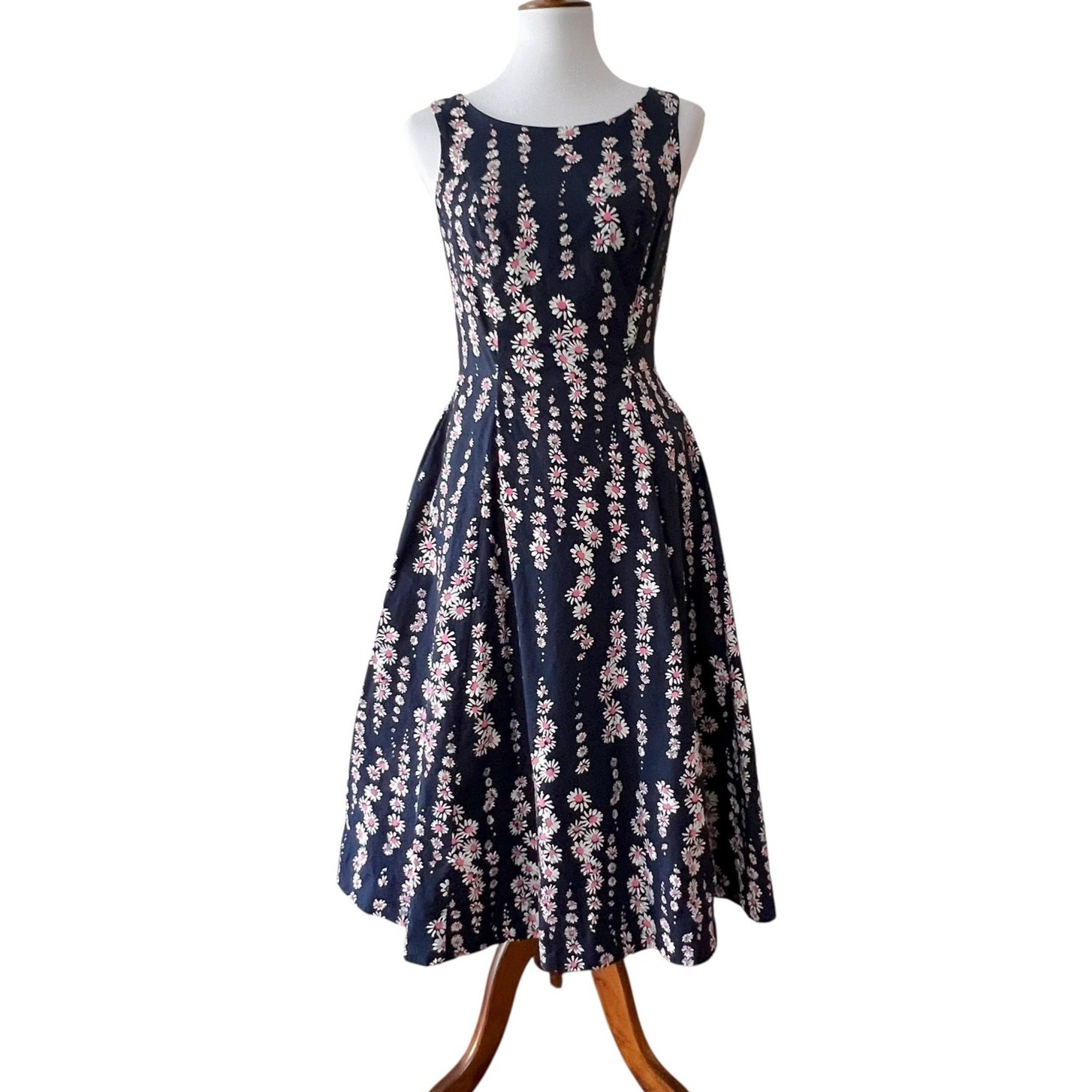 Boden Small Dress Cotton 4 Retro Classic Wedding guest 50s Pinup Cottage Daisies