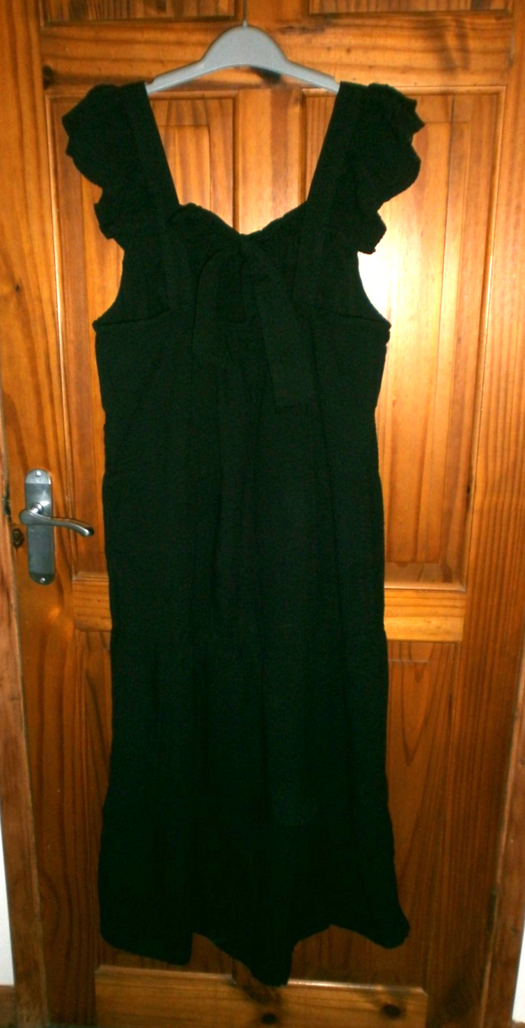 F&F – BLACK COTTON MAXI SUNDRESS WITH BACK TIE DETAIL – SIZE 16