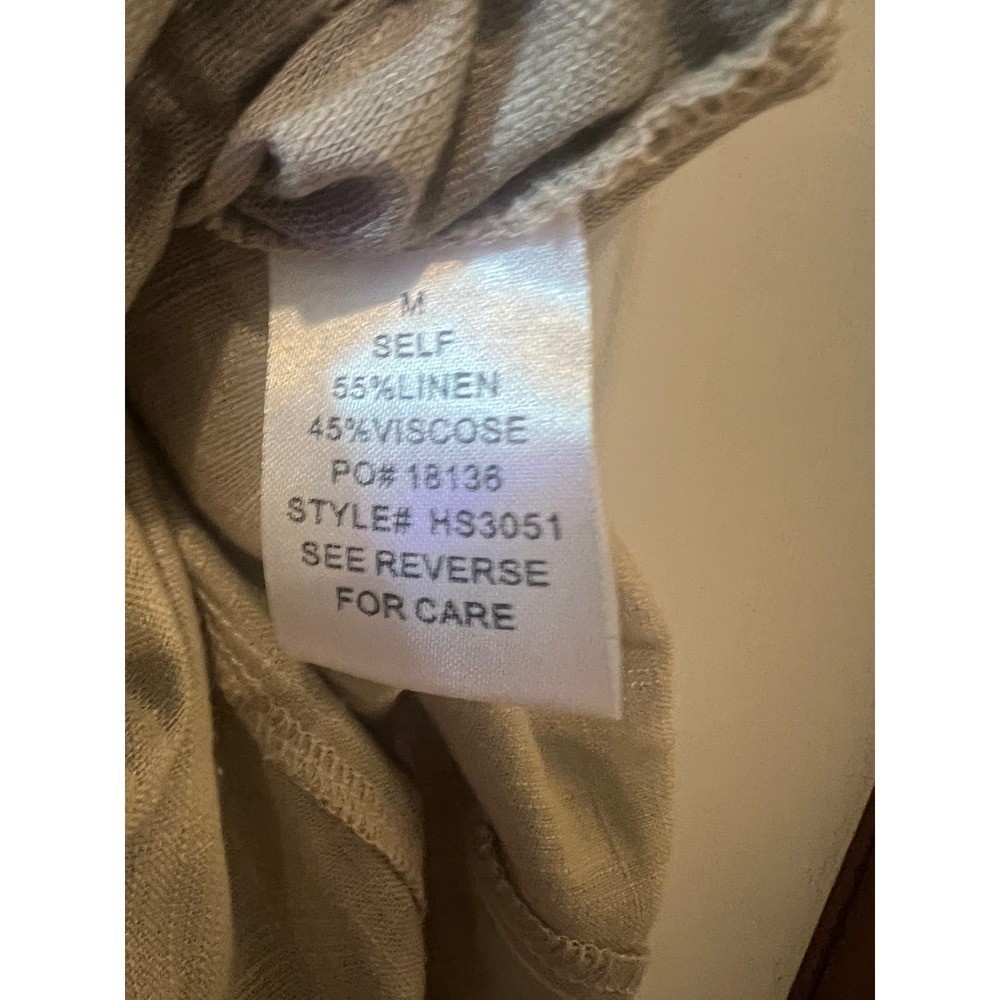 Promesa Womens Linen Blend Utility Shirt Dress Khaki Safari Button Front Medium