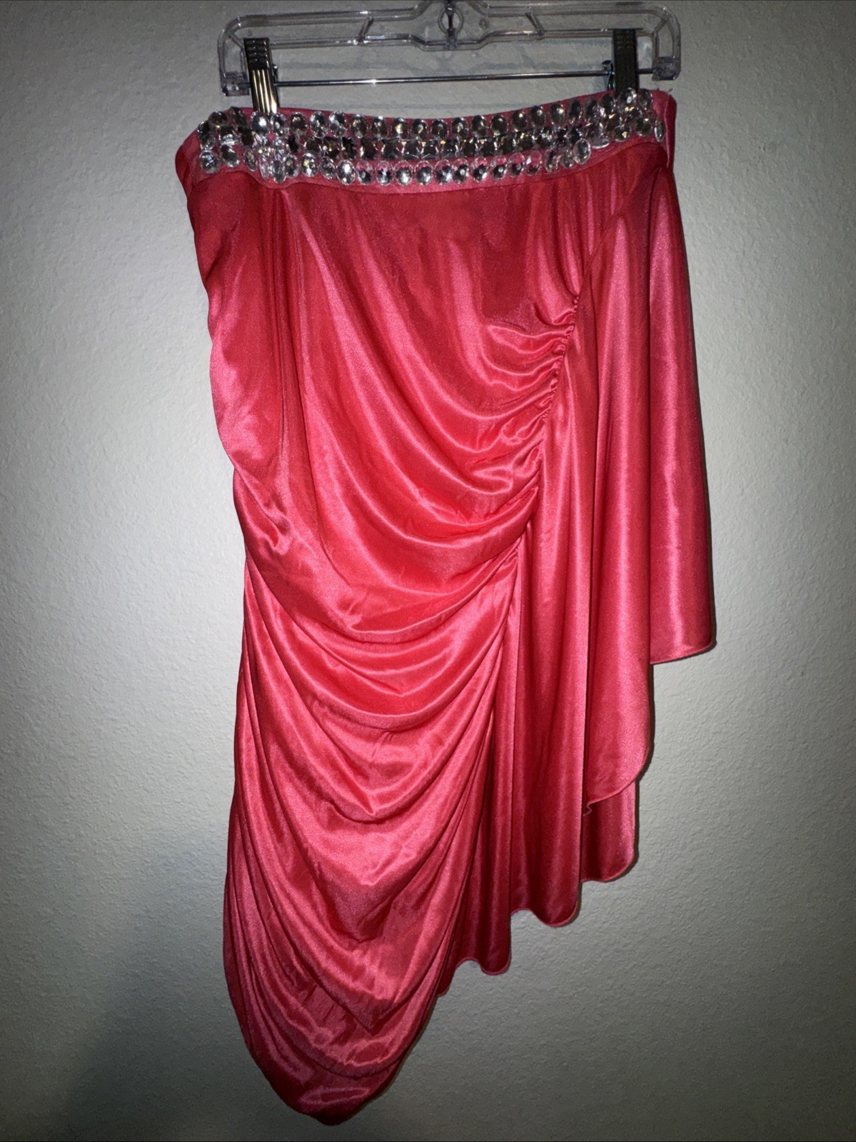 Ruby Roxs One Shoulder Pink Cocktail Dress Size Large Party Rhinestones Sexy