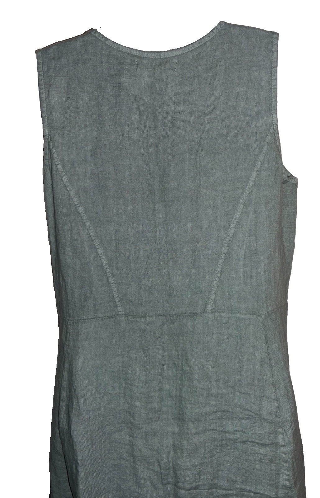 Woolovers 100% Linen Dress Size US 10 Sea Green Midi Tea Dress W Pockets Italy