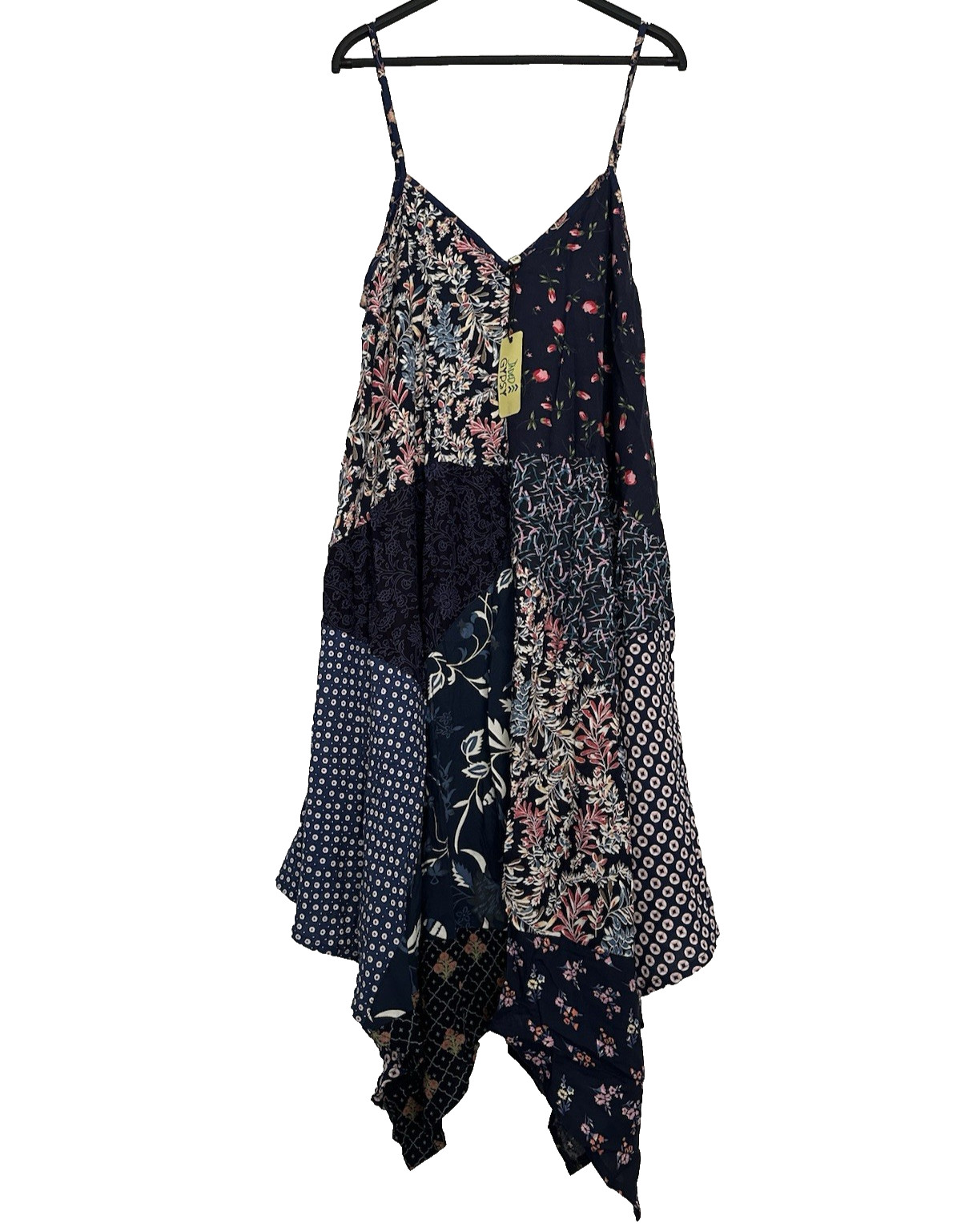 Jaded Gypsy S/M Sleeveless Patchwork Floral Maxi Dress in Navy Blue NWT