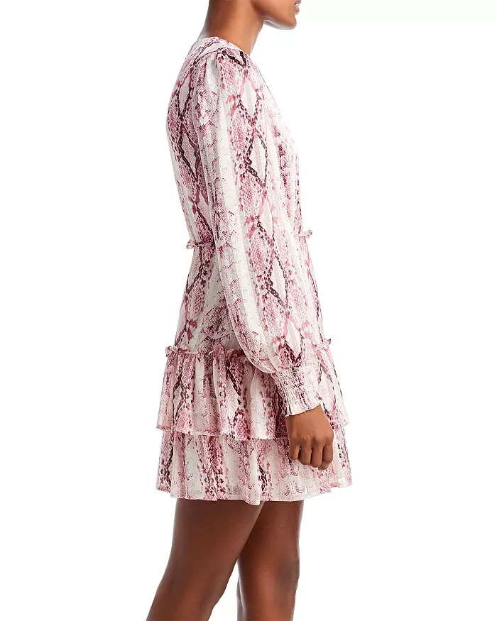 Aqua Pink Multi Metallic Stripe Snake Print Mini Dress L19303 Womens Size L