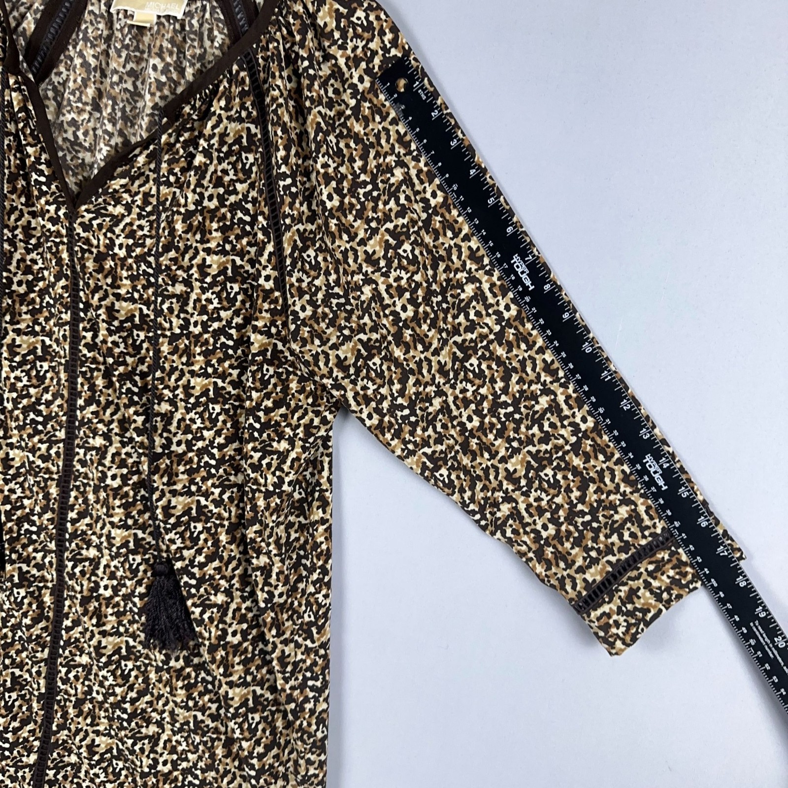 Michael Michael Kors Tunic Dress Size Small Leopard Print Tassel Tie V Neck