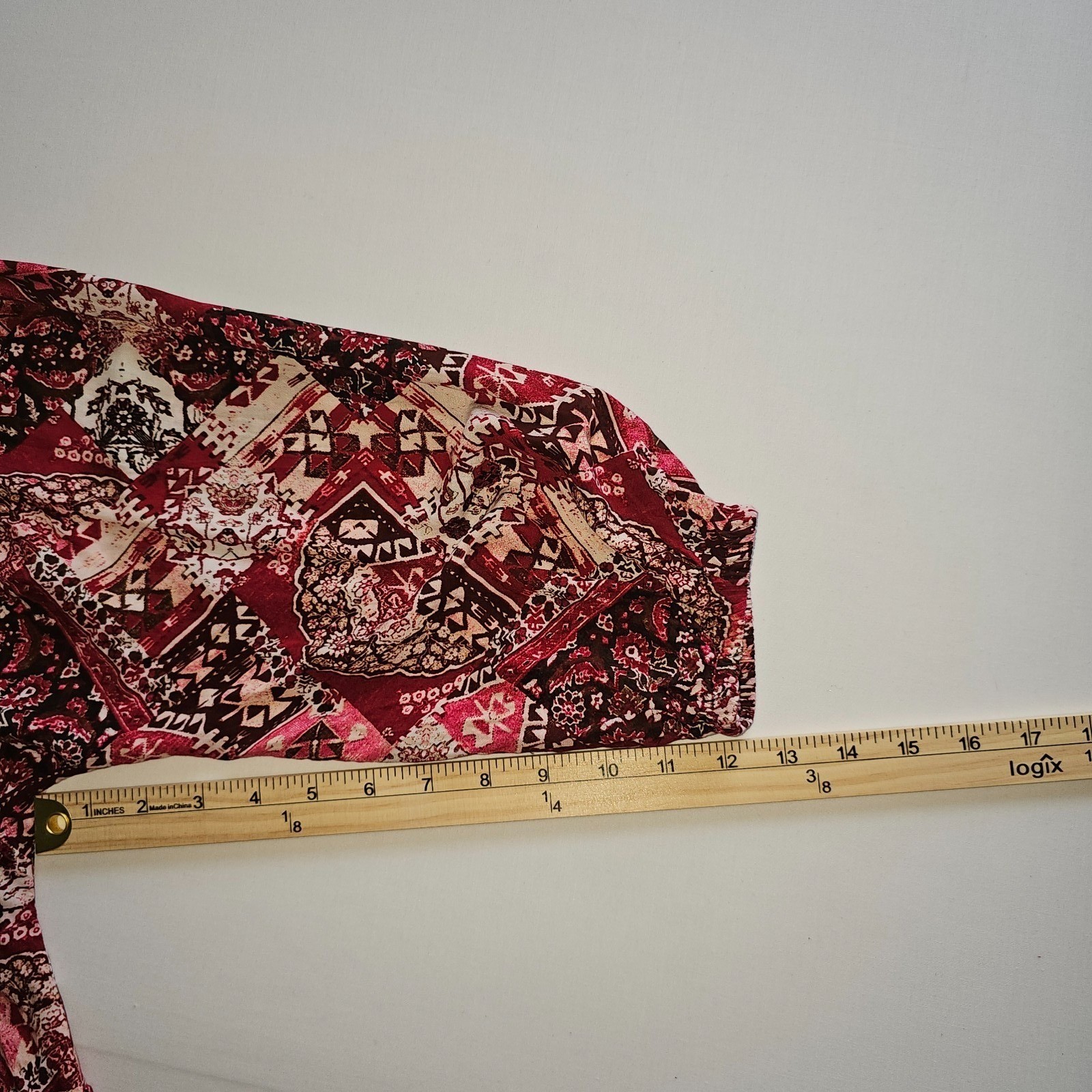 Calvin Klein Women’s Size 4 Boho Midi Dress 3/4 Sleeve Paisley Print Burgundy