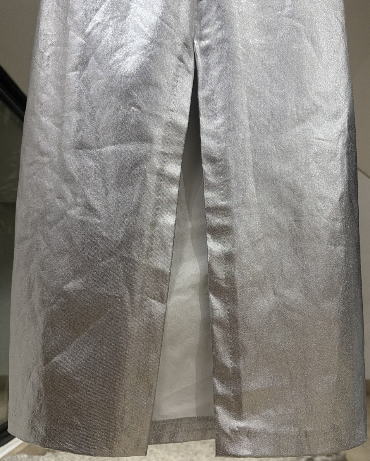 NWT! Zara Silver Fitted Strapless Bodice Long Semi Formal Party Dress Size XS