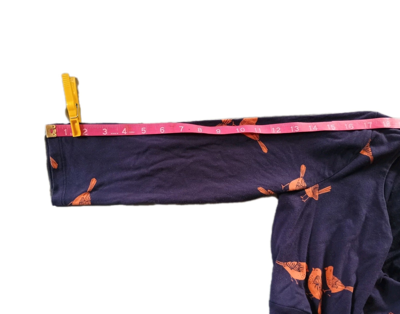 Boden Navy Dress Size 4 Long Orange Bird Print 3/4 Length Sleeves Nature