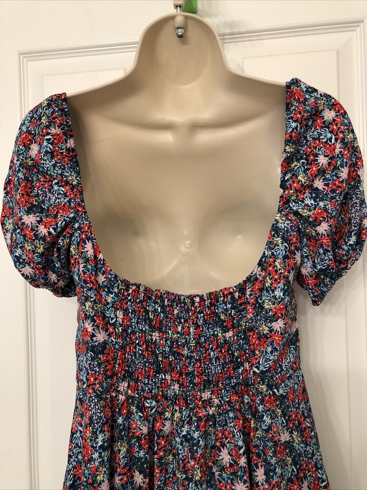 Gianni Bini Flower Midriff Dress Blue Red Pink Green Fit Flare Size M New