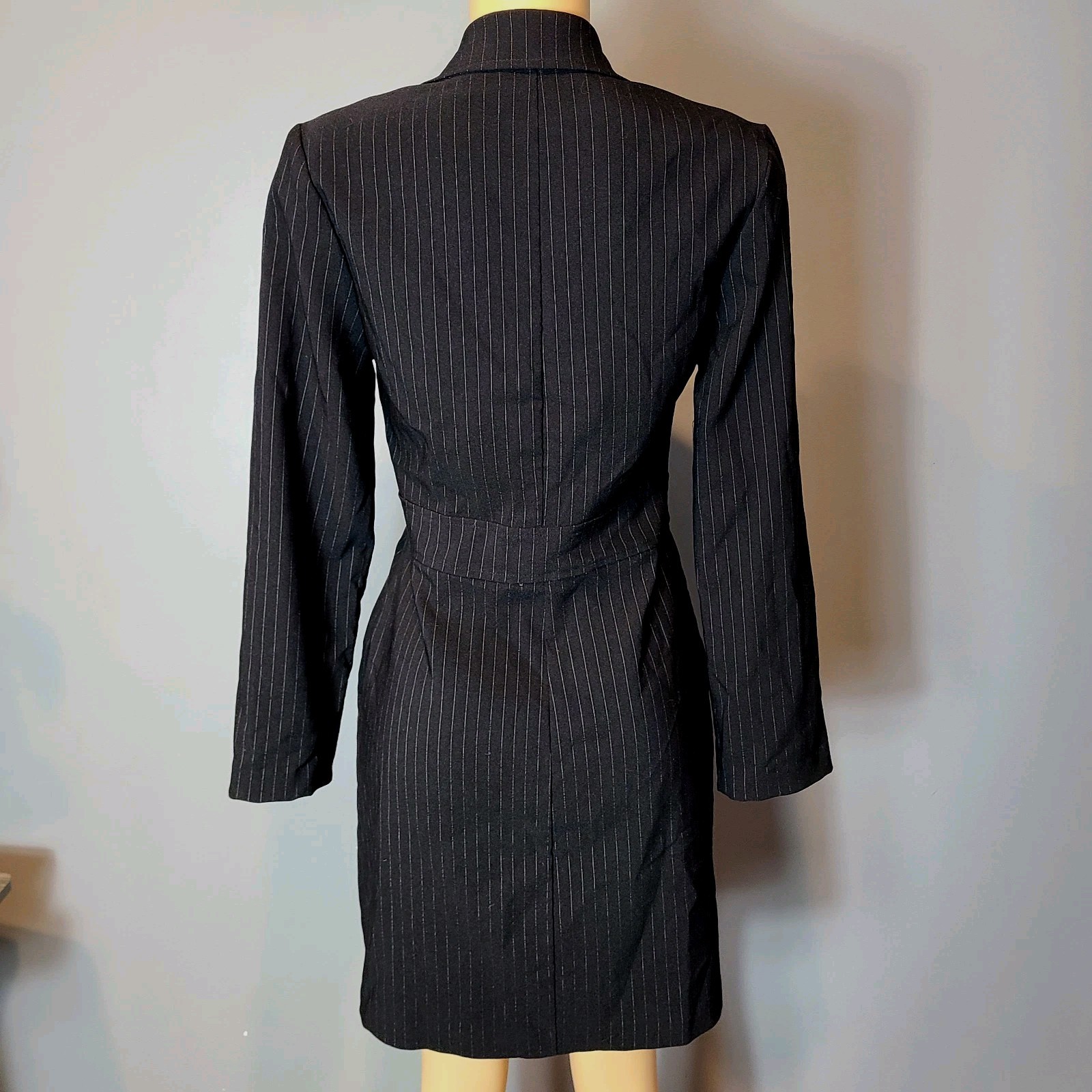 Vtg Dress Jacket Tailored Size 10 Y2K 90s Euro Preppy Black Minimalist Gatsby