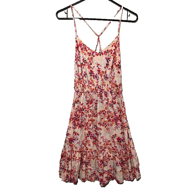 Floral Summer Dress XS Spaghetti Strap Tiered Ruffles Love Stitch
