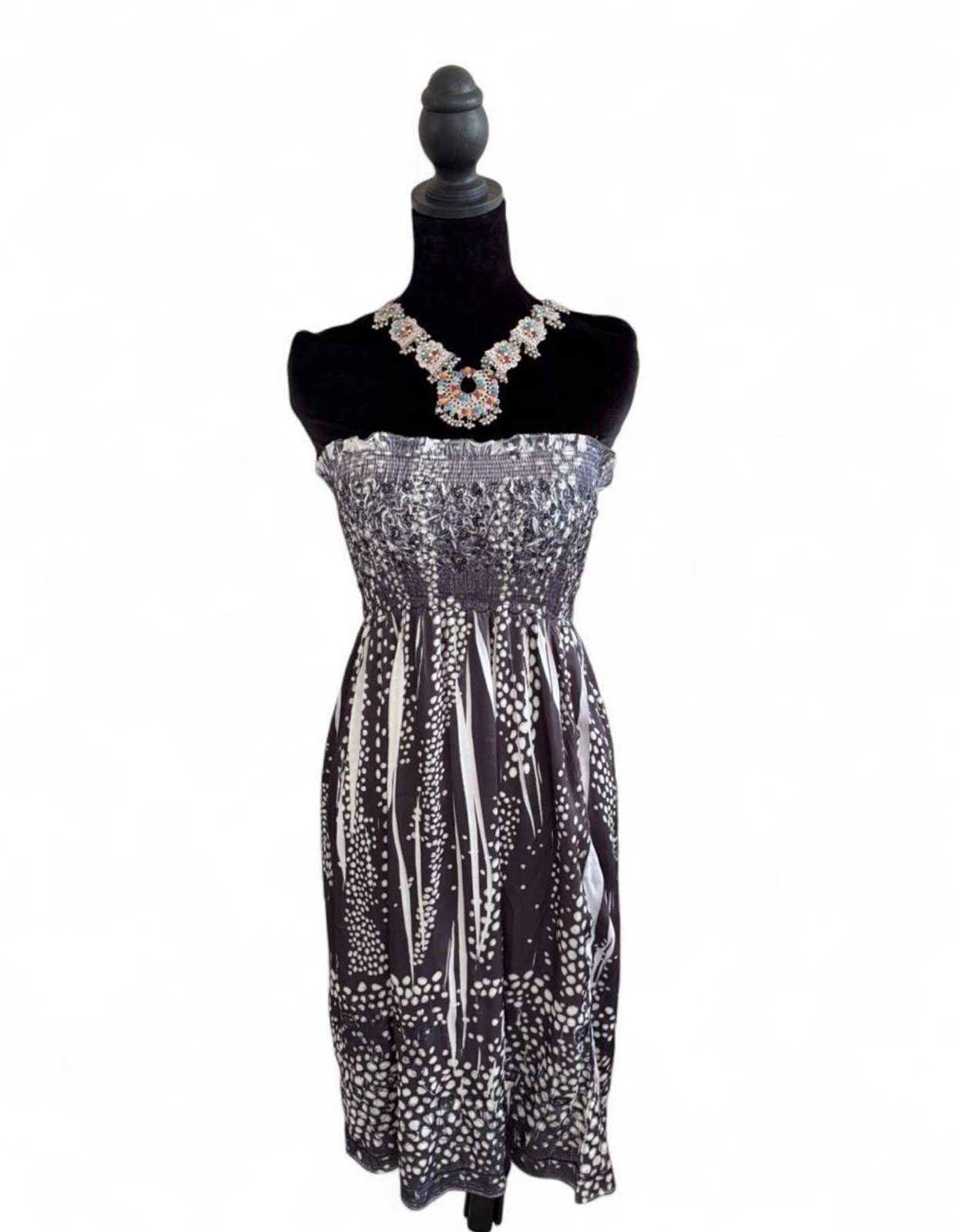 Lapis Y2K Smocked Sequin Strapless Dress Whimsigothic Tube Dress One Size