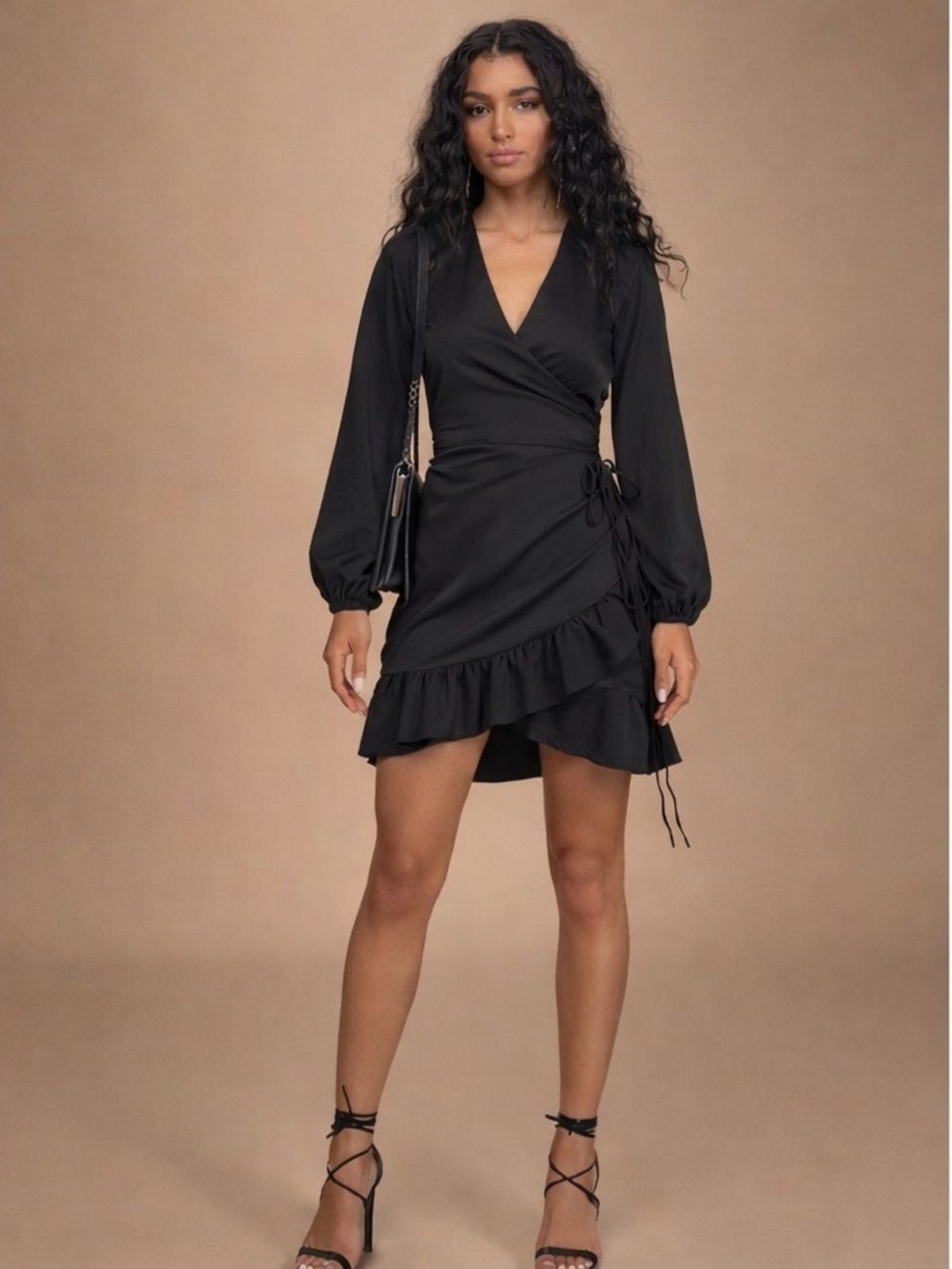 1. State Black Wrap Dress with Ruffle Hem