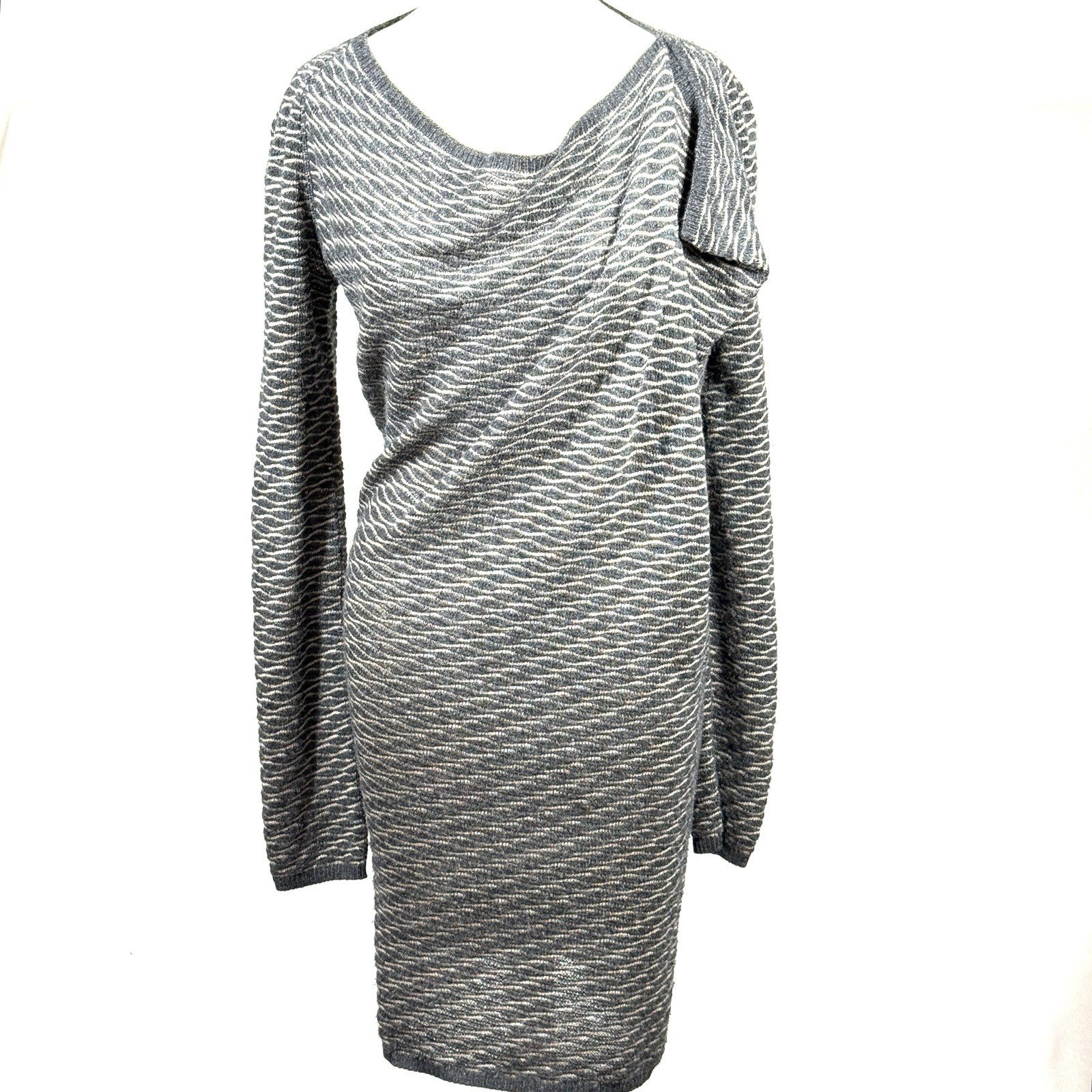 ROLAND MOURET Dress Womens 4 Wool Cashmere Knit Geometric Sheath Artsy Italy