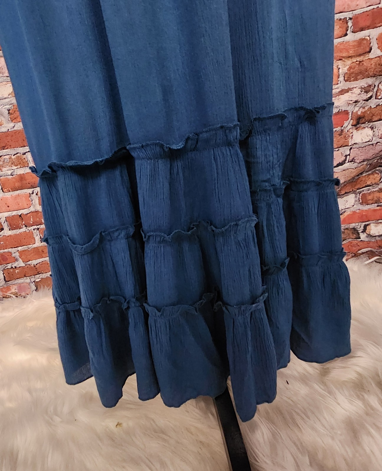 Maxi Dress Medium Tiered Halter Boho Festival Ruffles Cottagecore Coquette M