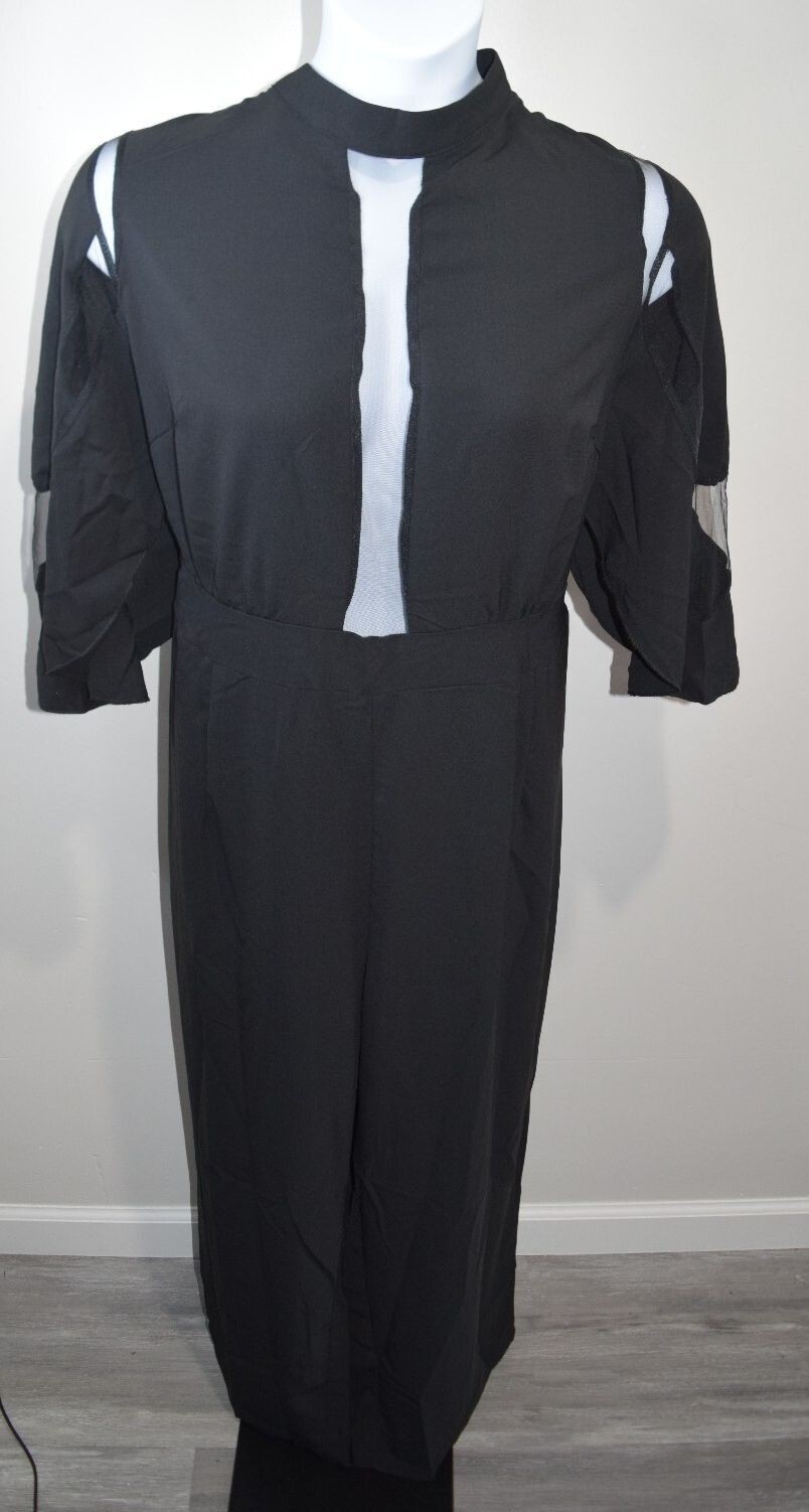 Shein Curve Black Jumper with Sheer Panel Details 3XL