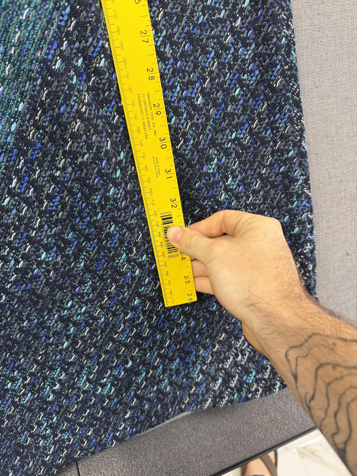 St. John Dress Womens 16 Blue Colorblock Teal Sheath Sleeveless Lined Tweed
