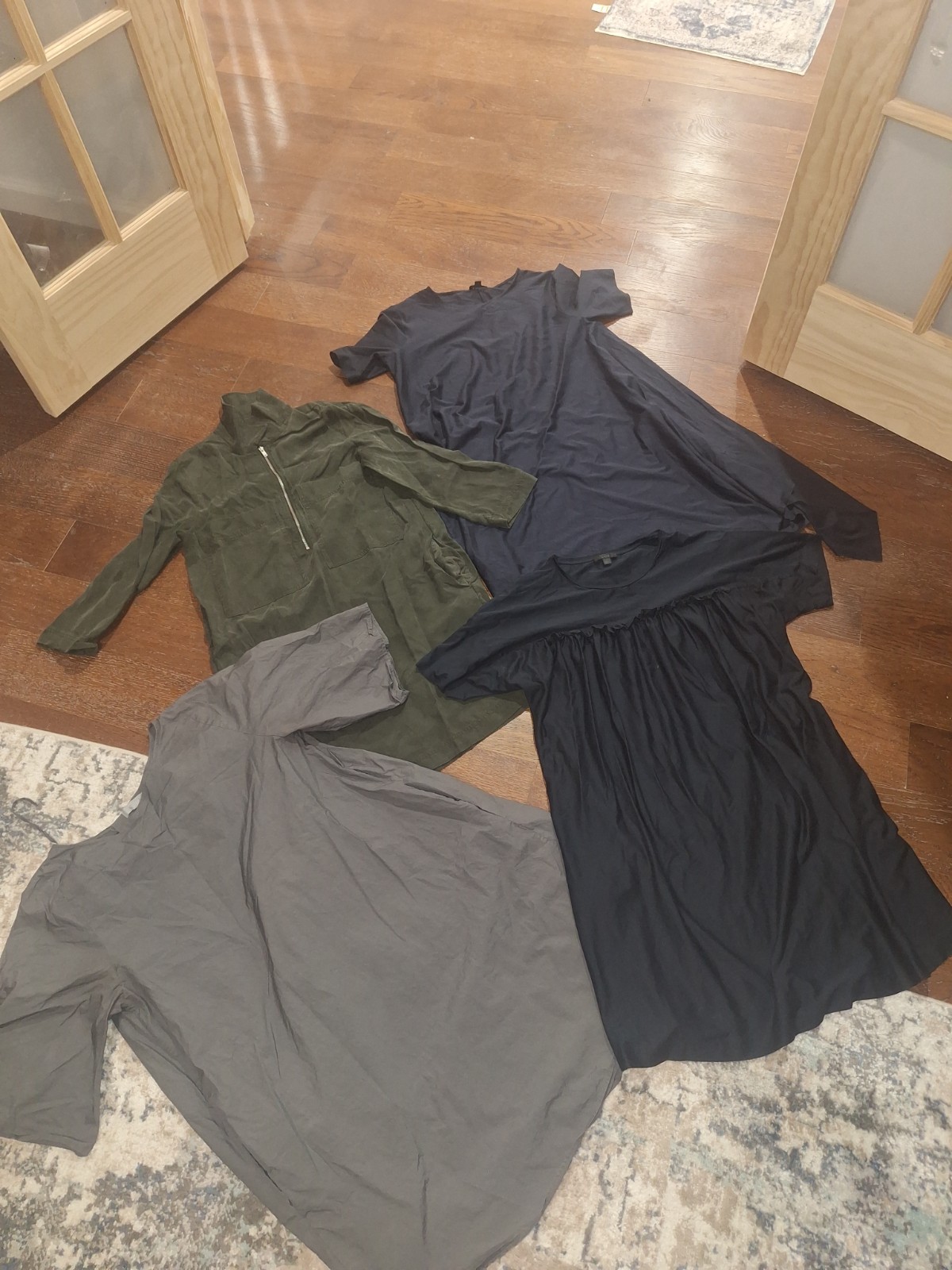 Lof Of 4 COS Dresses Womens Black, Green Grey, Short Sleeve And 3/4 Size 12, 6 M