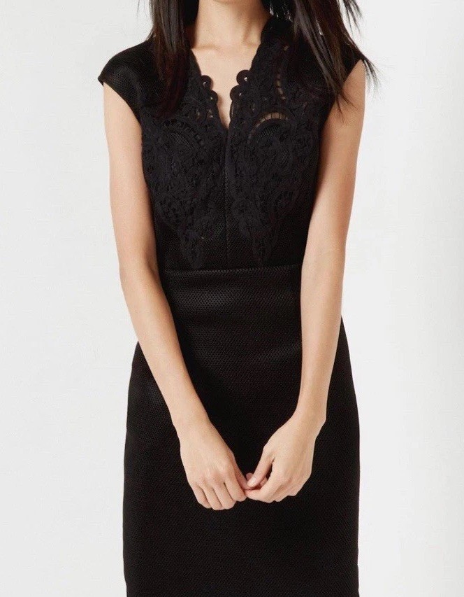 TED Baker Black Dress Pencil Shift Sheath Formal Black Midi 3 12 NWT rrp £189