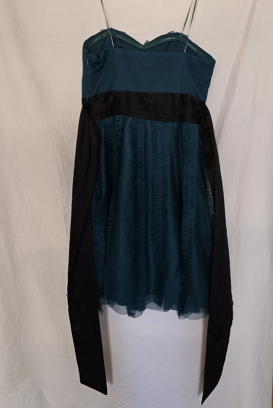 Max & Cleo Dark Jade Sophia Strapless Sweetheart Dress Size 2 Ruffle Tulle