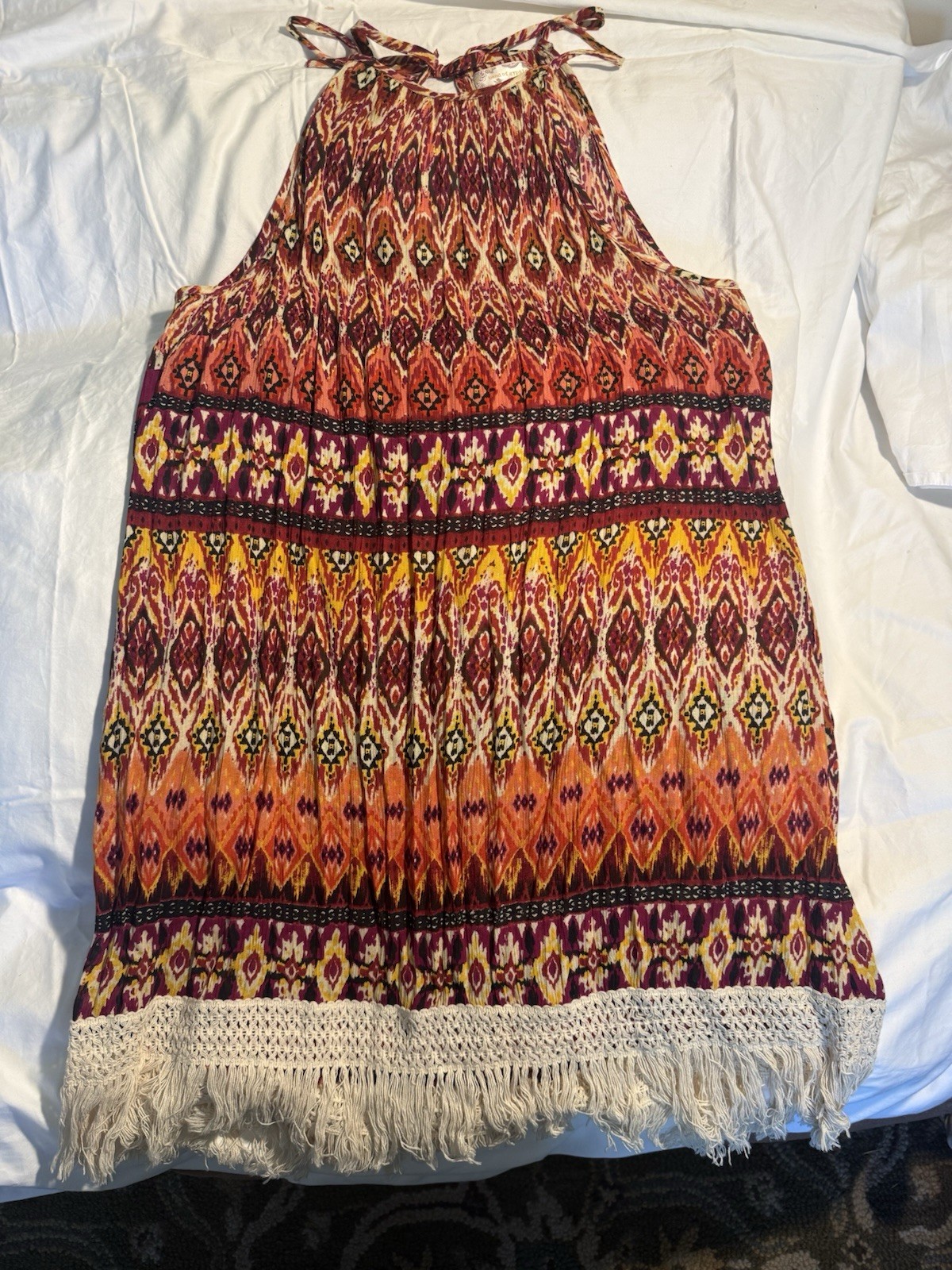 Band of Gypsies Women L abstract Boho tribal Print Sundress Hi-Low Festival